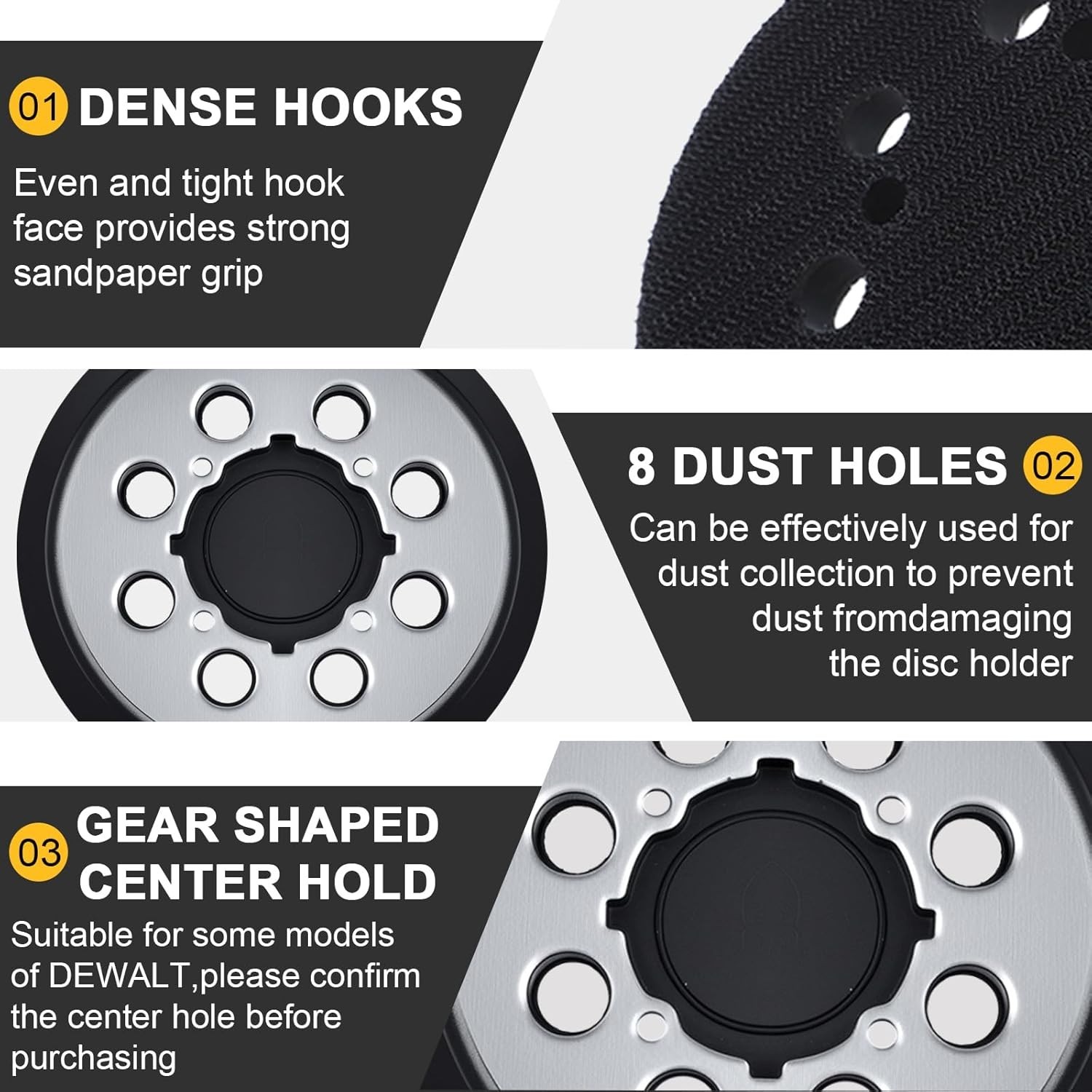 5-Inch Hook and Loop Sander Replacement Pad for DEWALT & Porter Cable