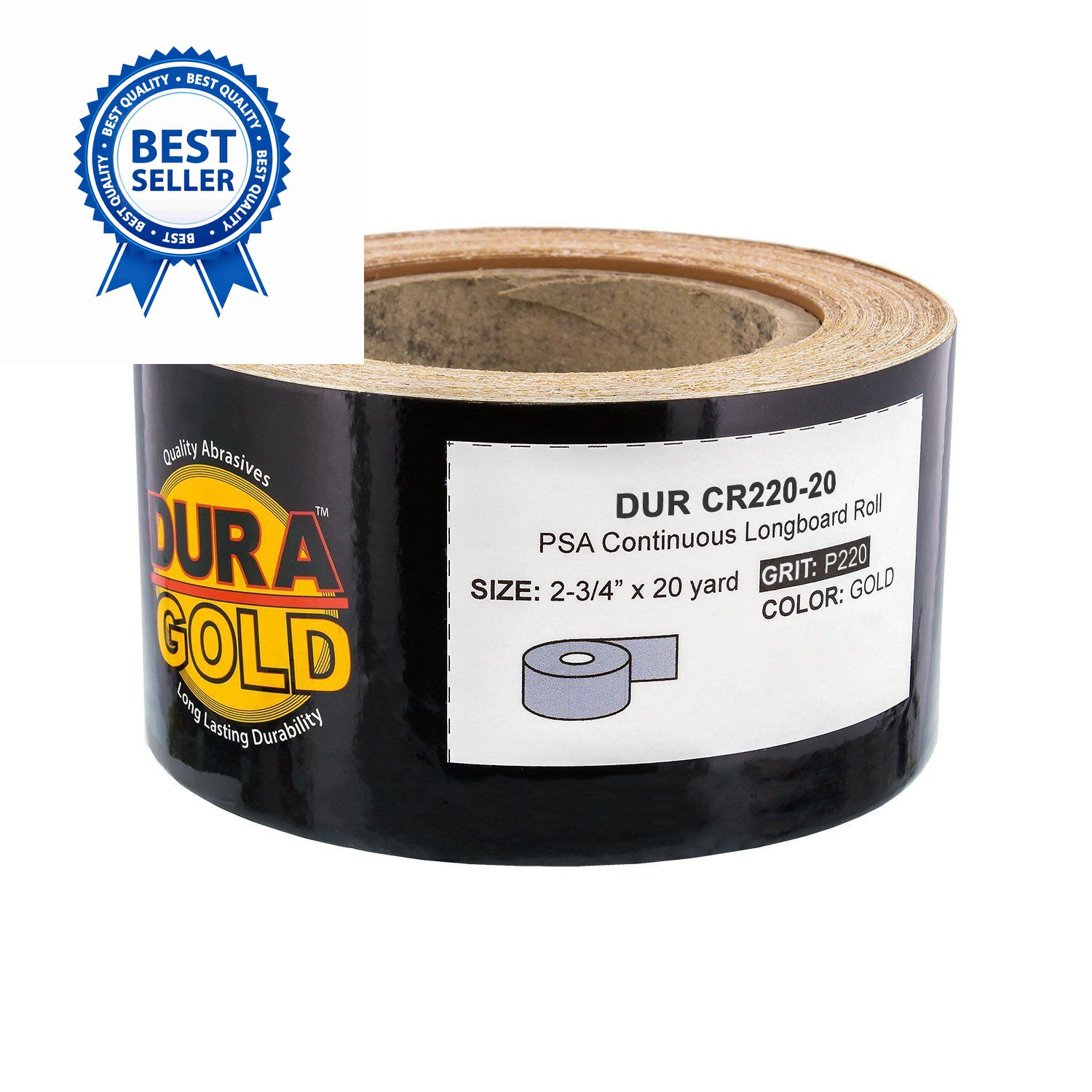 Dura-Gold Premium Gold 220 Grit PSA Longboard Sandpaper, 20 220-Grit,