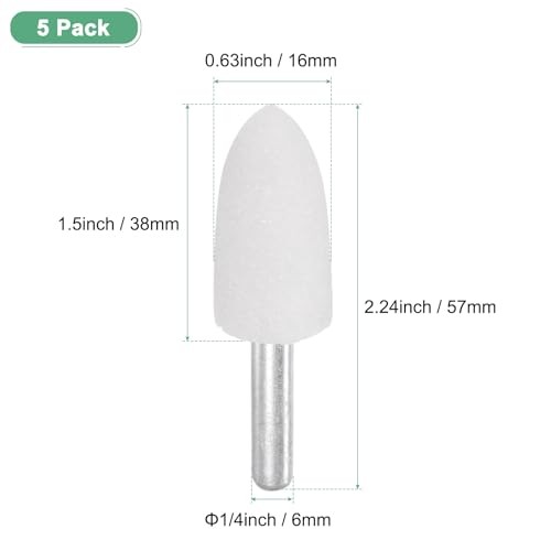 -Pack Abrasive Mounted Stone Grinding Bits, 1/4 in(6mm) Shank Aluminum 16mm 5