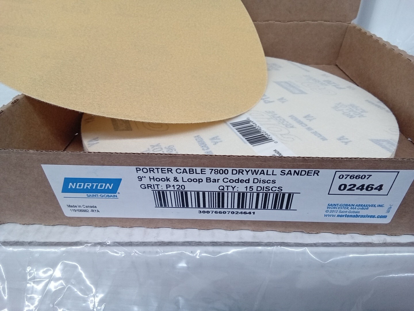 15pk Norton 076607, 02464 7800 Porte Drywall Sanding Disc P120, 9″–c235 bb yy