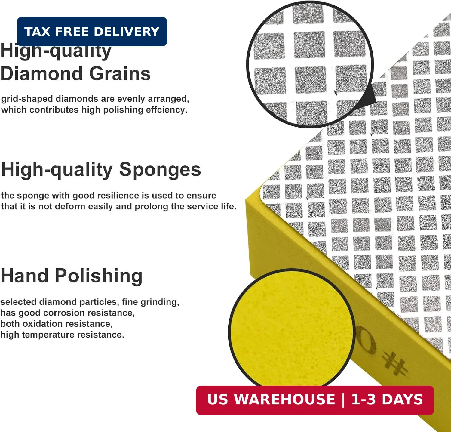 4pcs Diamond Hand Polishing Pads for Ceramic Tile Glass Grinding,Sanding Blocks