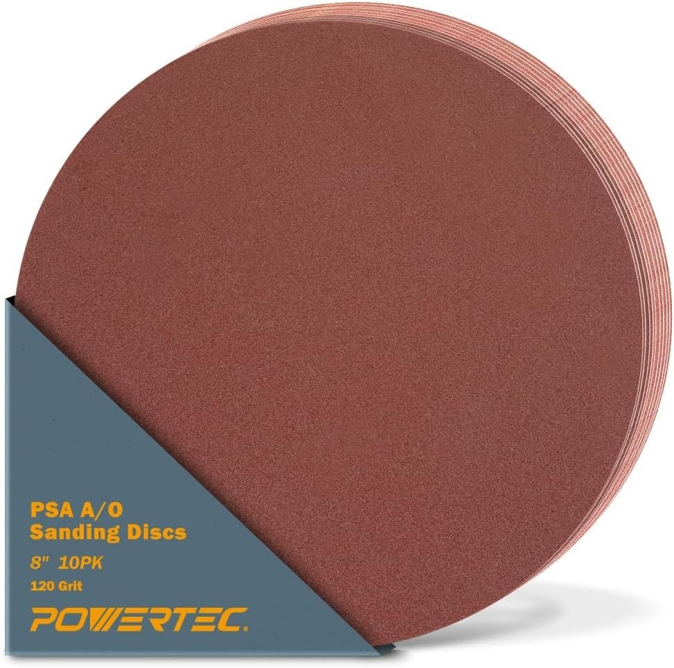 10 PCS 120 Grit 8 Inch PSA Sanding Discs, Self Stick Adhesive Sandpaper, 8″ f…