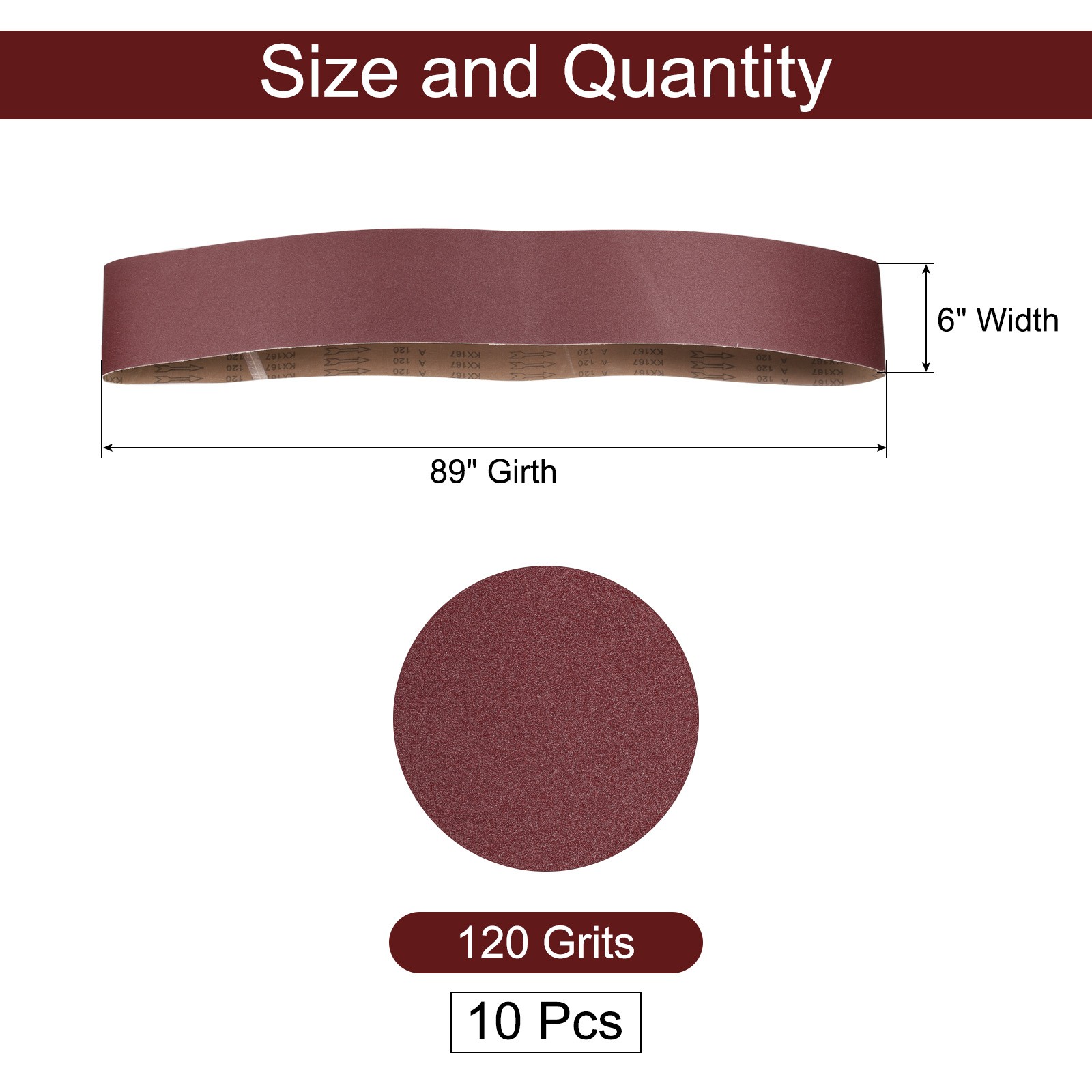 10pcs 6″ x 89″ Sanding Belts 120 Grits Aluminum Oxide Abrasive Sander Belt