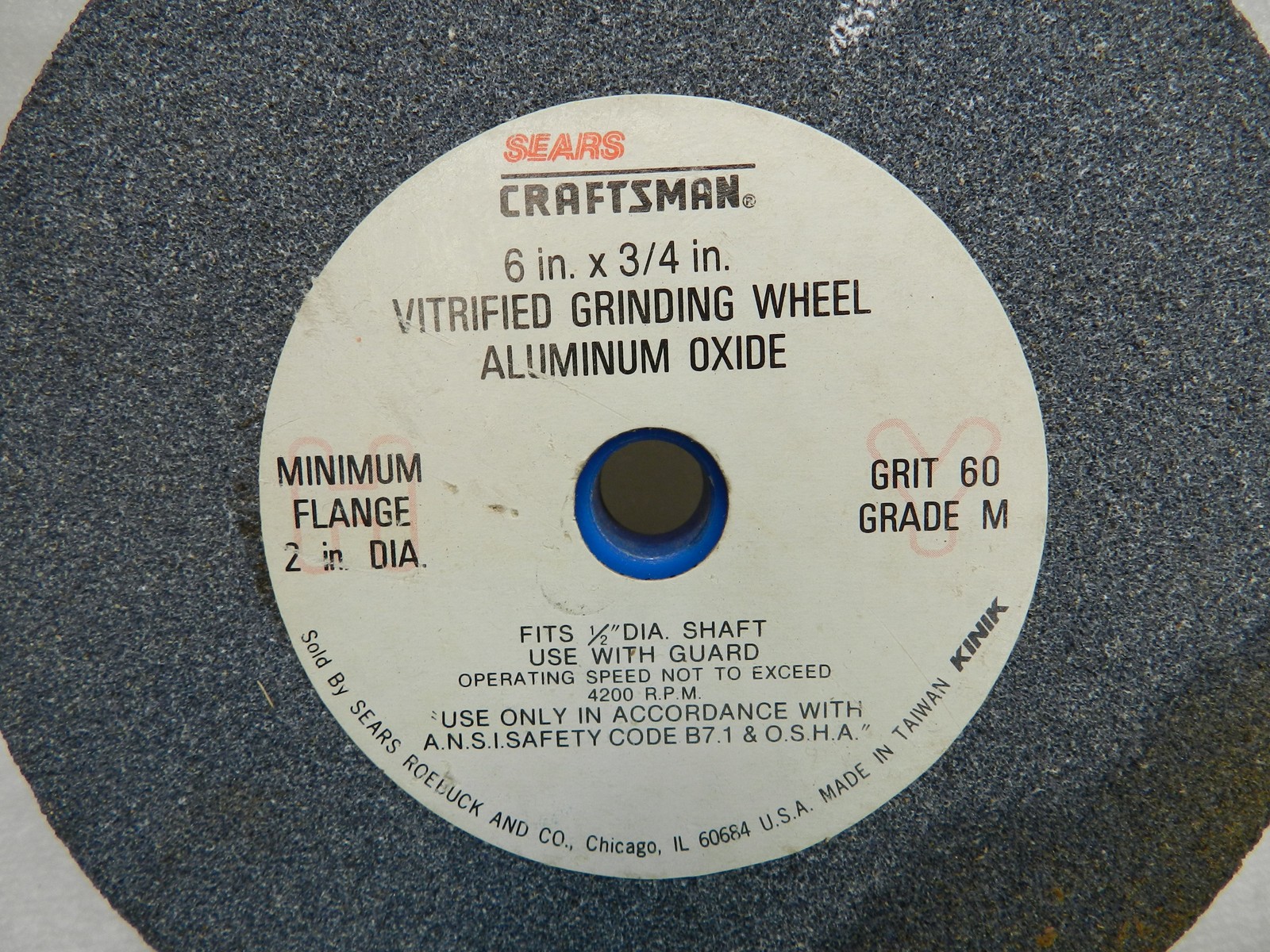 VTG SEARS Craftsman 6”x3/4″ Vitrified Grinding Wheel Aluminum Oxide Grit 60 N36J
