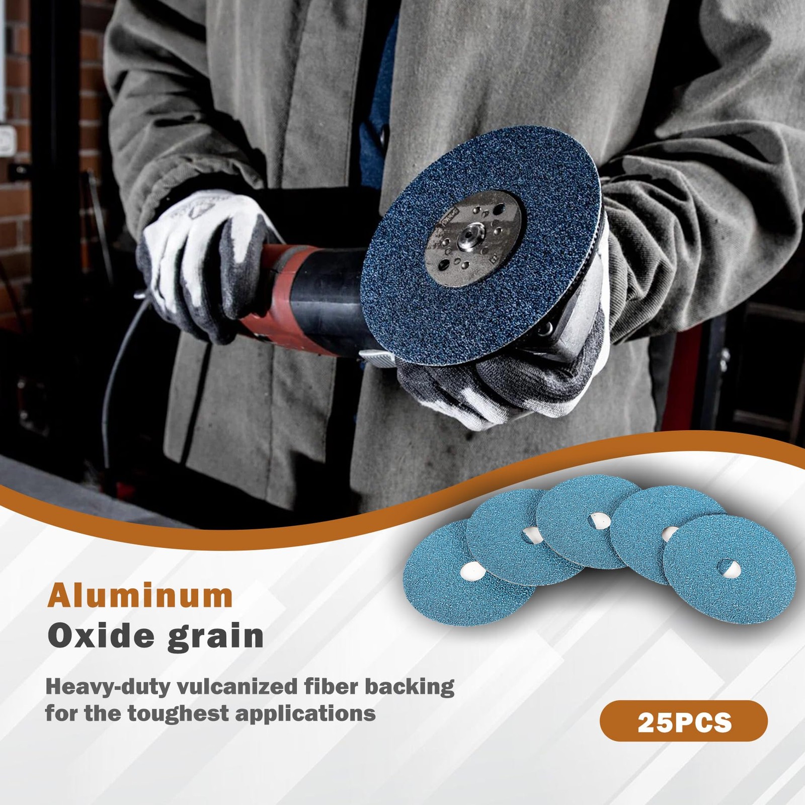 25 PCS Zirconia Resin Fiber Grinding Sanding Discs 5 Inch x 7/8 Inch 36 Grit