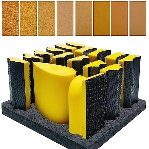 56 PCS Hand Sanding Block Set – 16 Contoured Profile Sanders + 40 Sandpaper Shee