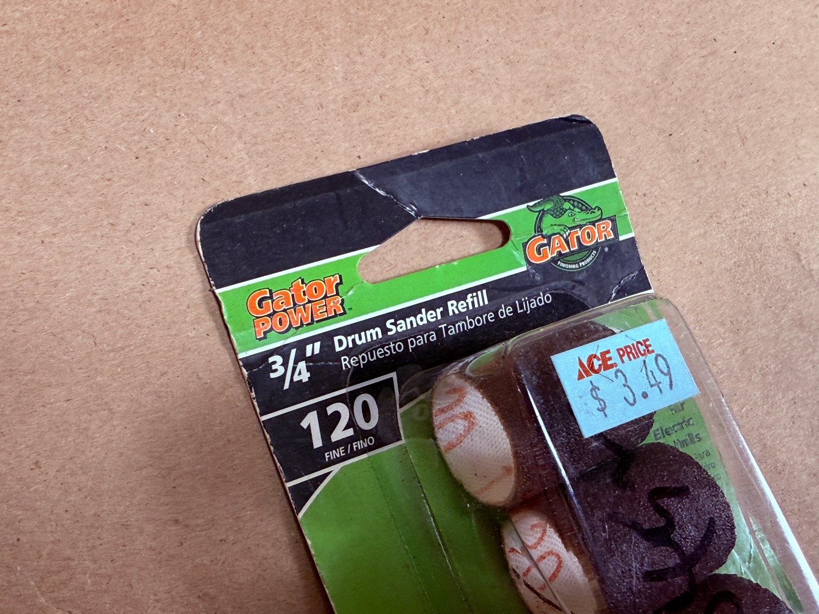NOS Gator 3/4 in. D X 3/4 in. L Abrasive Sleeve Refill 120 Grit Fine 3-Pack 6076
