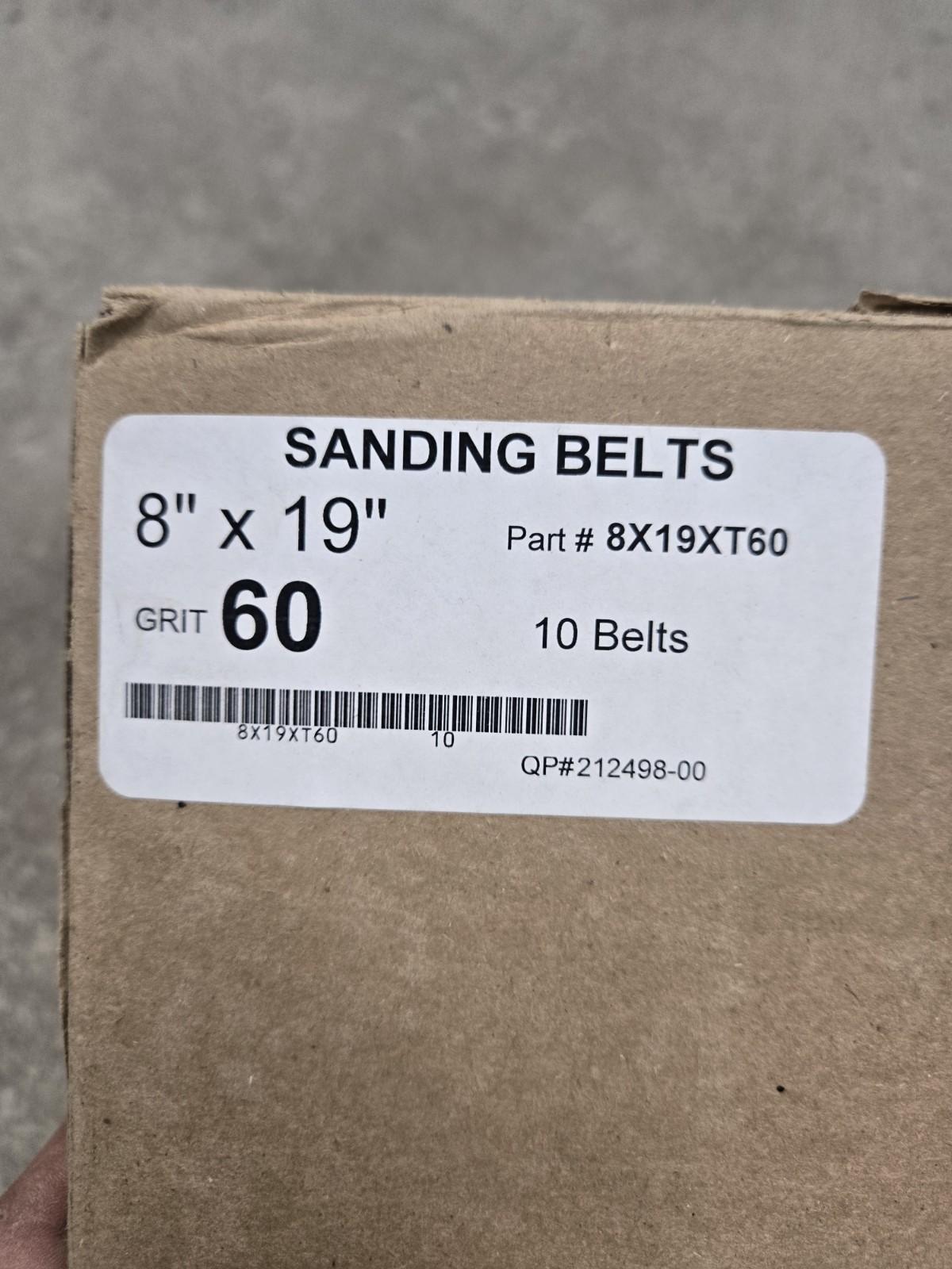 Open Box 10-Pack 8×19 Sanding Belts 60 Grit (P60) Brown MPN 8X19XT60