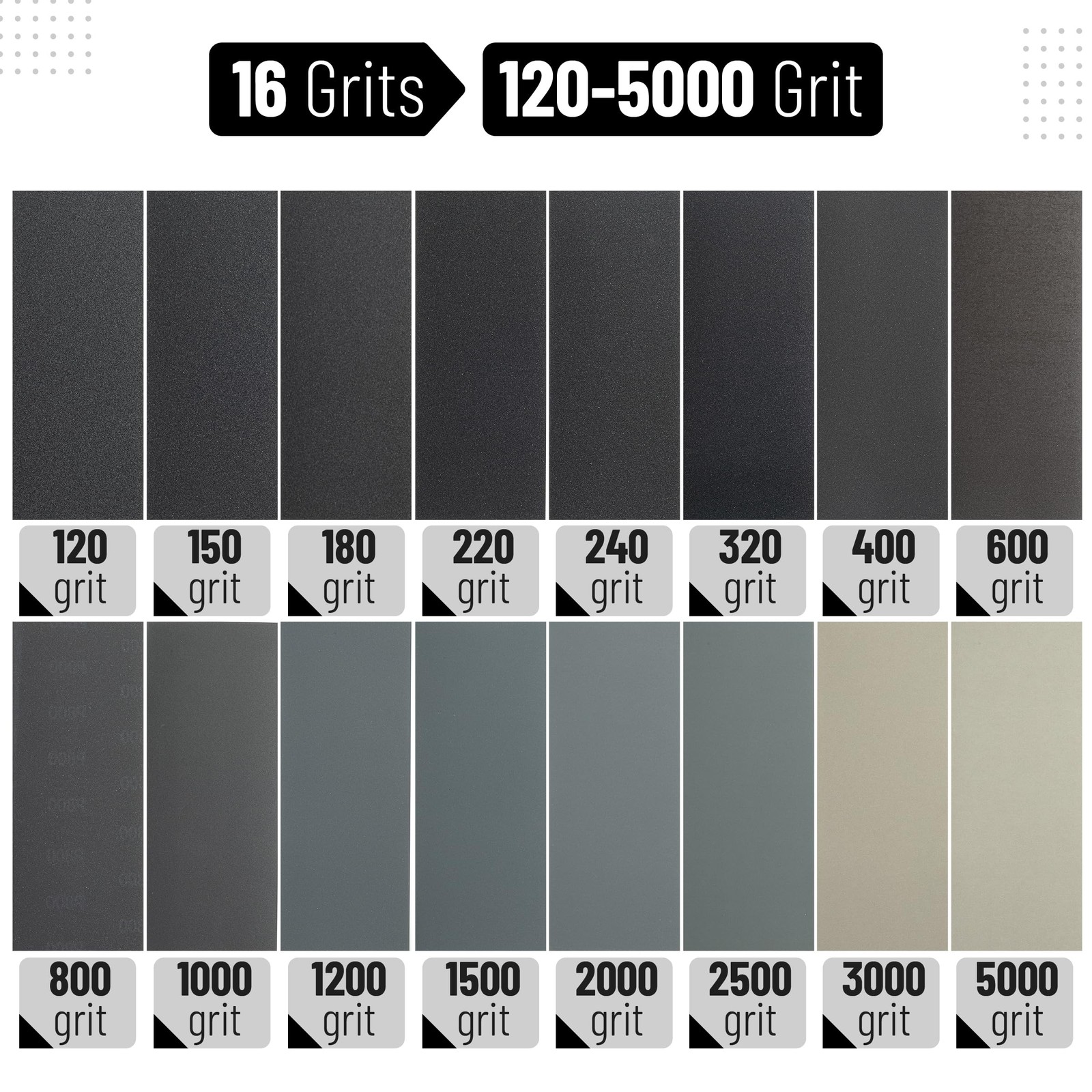 Sandpaper Sheets 48 Pcs 120 5000 Grit Aluminum Oxide Wood Metal Plastic 9×3.6