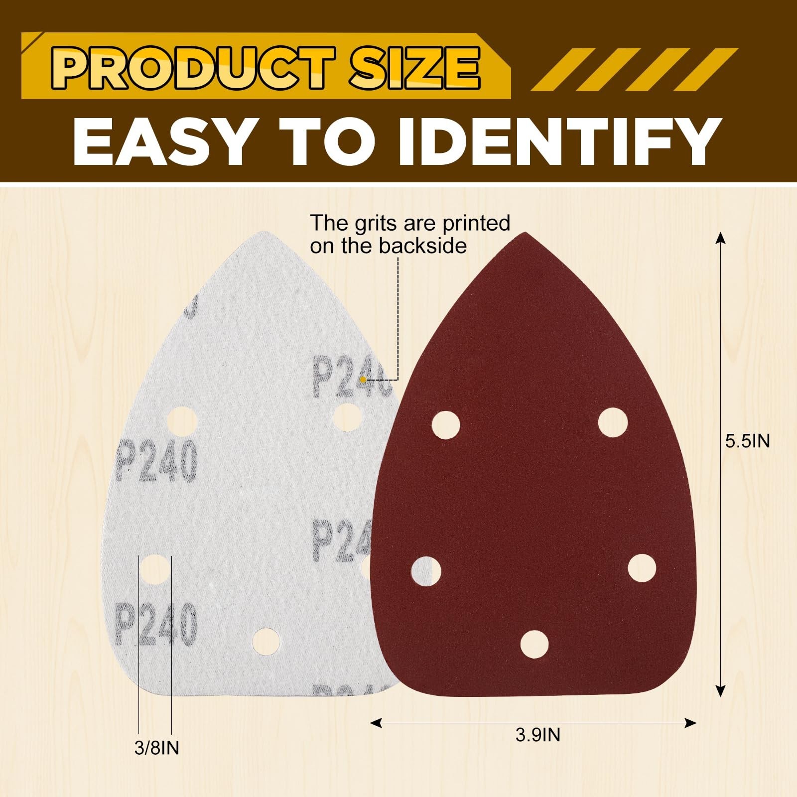 Mouse Detail Sander Sandpaper 55PCS 40-800 Grit Triangle Sanding Pads Set New US