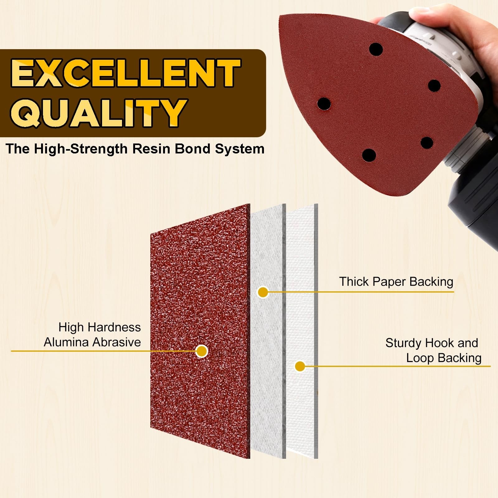Mouse Detail Sander Sandpaper 55PCS 40-800 Grit Triangle Sanding Pads Set New US