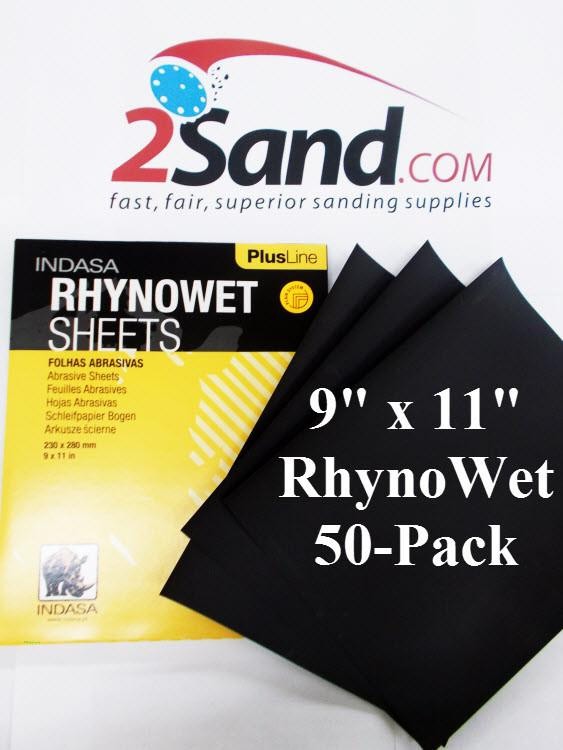 Indasa RhynoWet 9×11 Waterproof Sandpaper Sheets Wet Dry 50 Pack Choose Grit