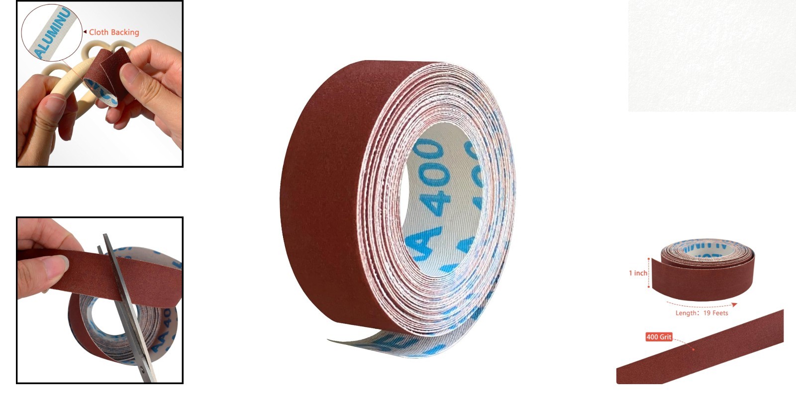 400 Grit Fine Sandpaper Roll 1″ x 19′ – Perfect for Wood, Metal & Automotive DIY