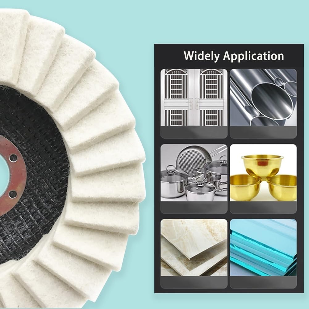5pcs 4.5/5″ Wool Polishing Wheels Buffer Pads Flap Felt Polishing Finishing Disc
