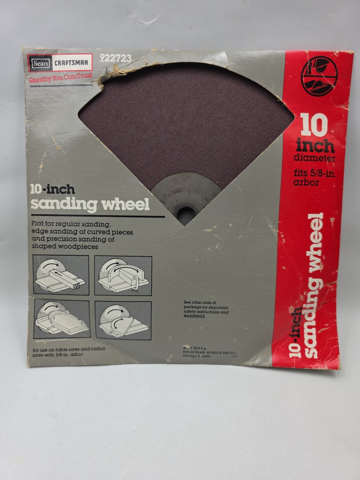 CRAFTSMAN 10″ SANDING WHEEL NO. 922723, 5/8″ ARBOR, FOR TABLE AND RADIAL SAW
