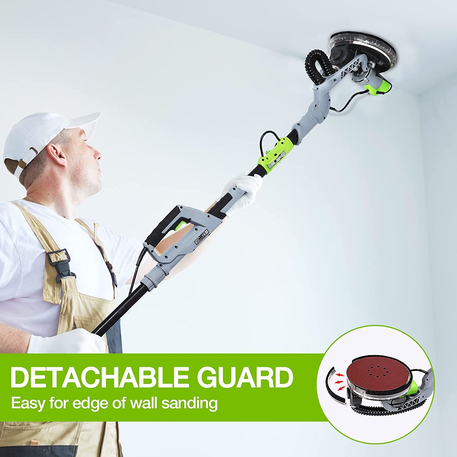 WORKPRO Electric Drywall Sander Kit w/12PC Sandpapers 720W 1100-1850RPM DUSTFREE