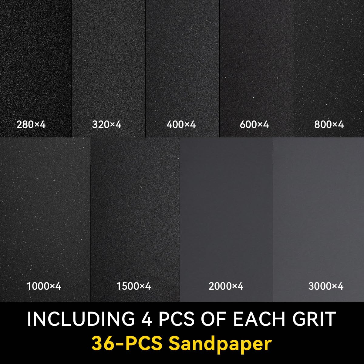 36 Pcs Wet Sand Paper Assortment, 280-3000 Grit 9 X 3.6 Inch |