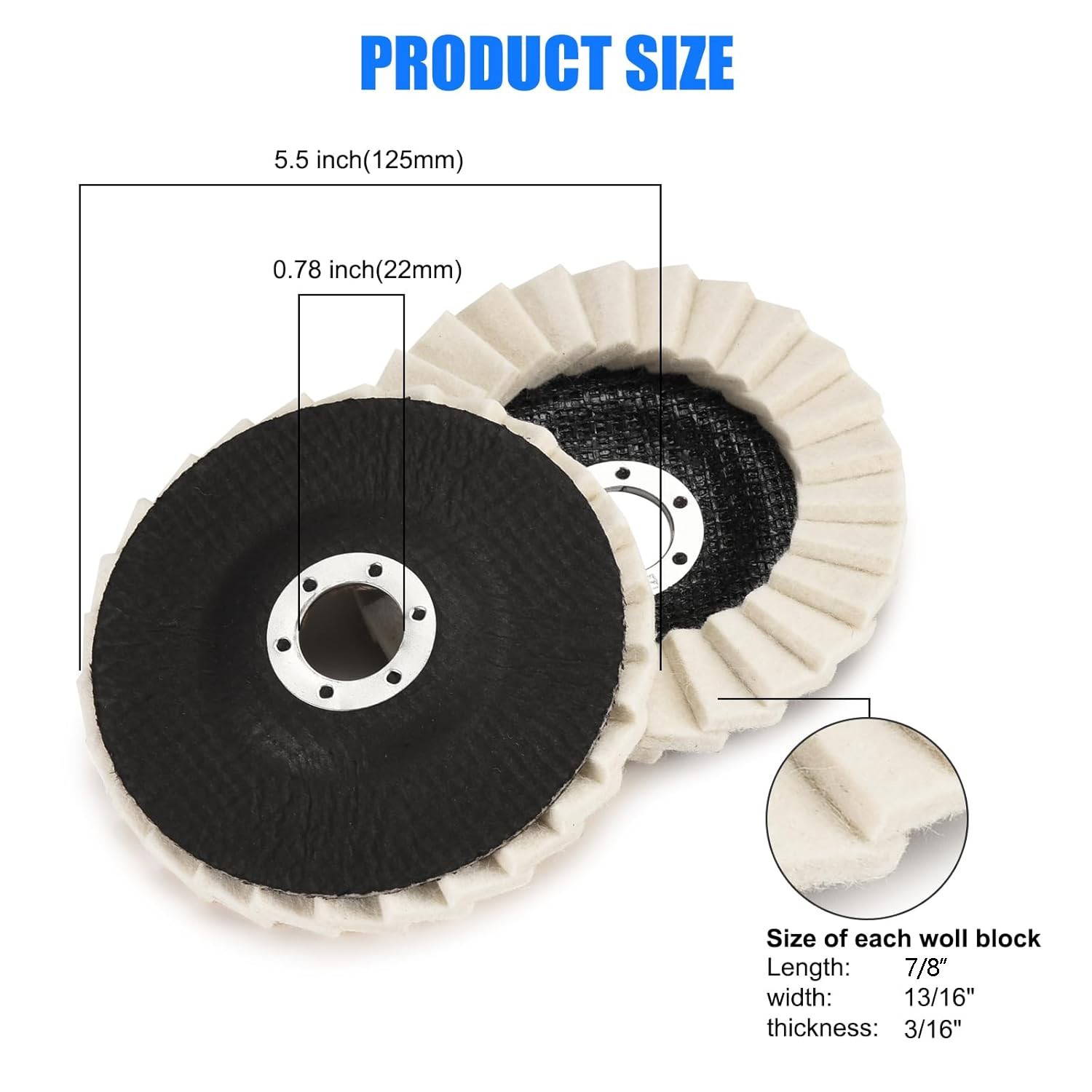 5pcs 4.5/5″ Wool Polishing Wheels Buffer Pads Flap Felt Polishing Finishing Disc