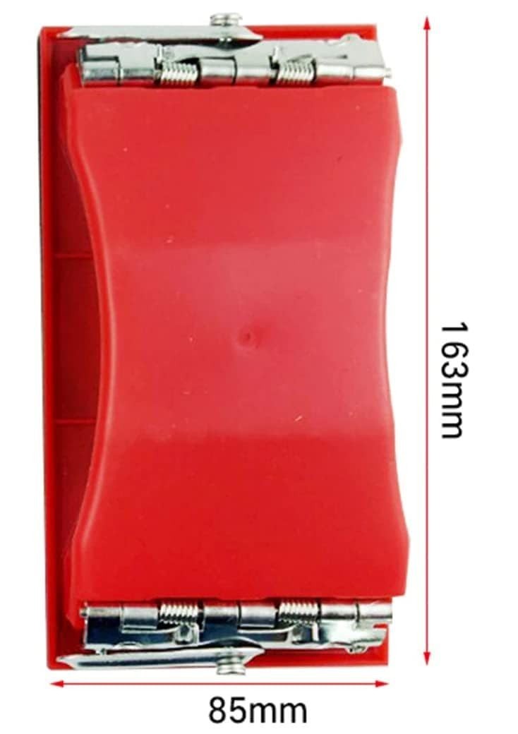 Durable hand sanding block with secure clip-on sandpaper holder.