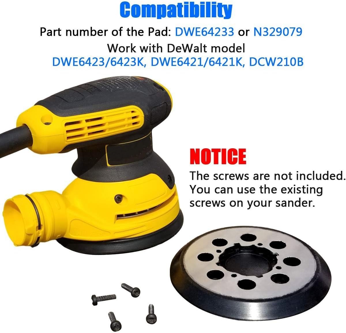 Replacement Sander Backing Pads for DeWalt 5 Inch Random Orbiters 2 Pack