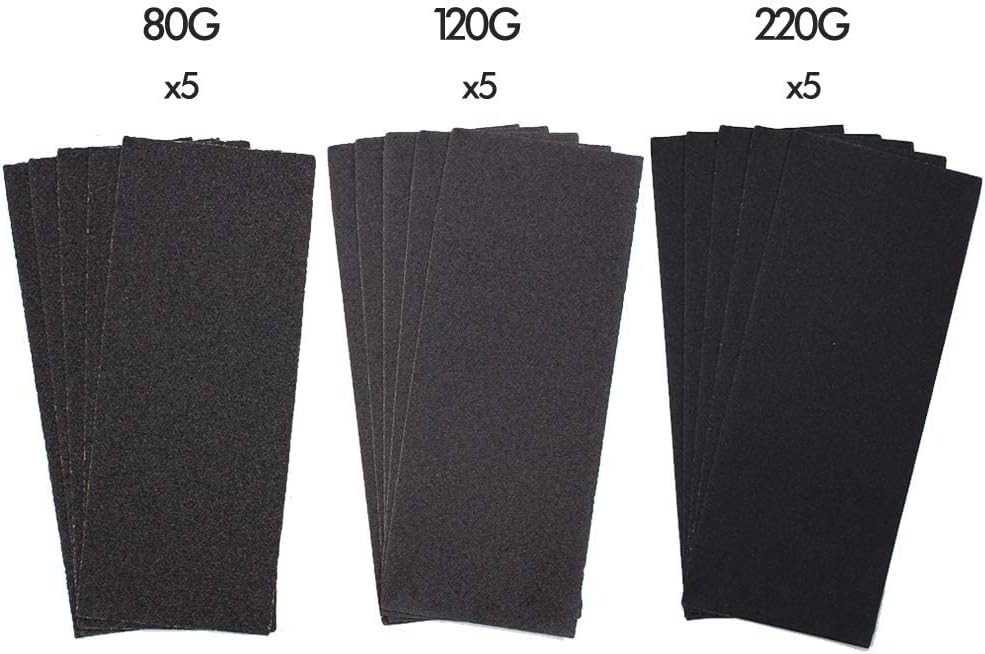 15pc Sandpaper 9×3.6 Inch Assorted 80 120 220 Grit Wood Metal