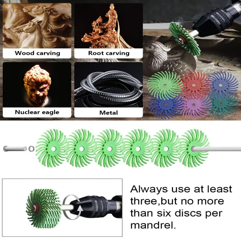80-5000 Grit 25MM Radial Bristle Disc Abrasive Brush 2.35Mm Shank Polishing Whee