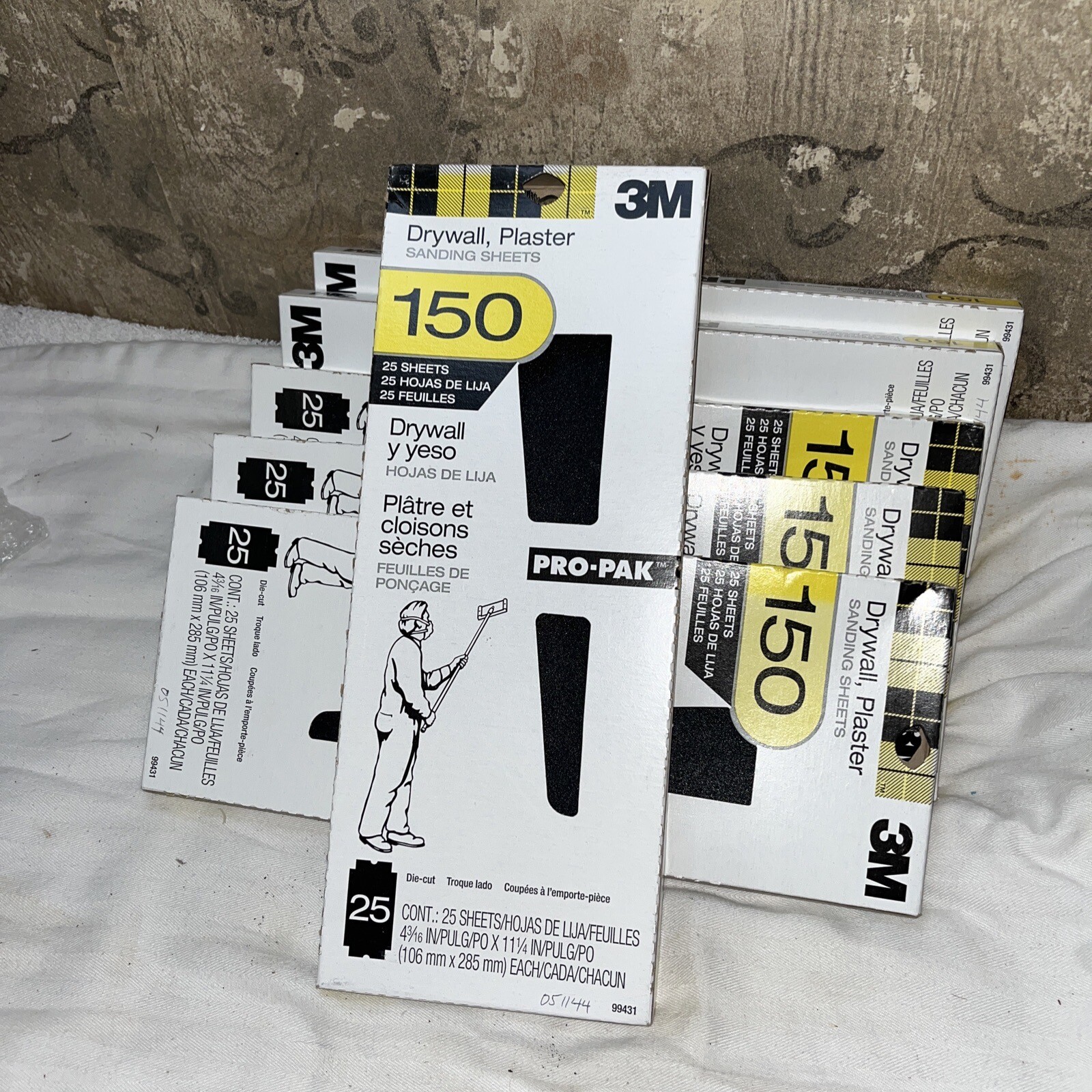 Lot 6 3M 150 Pro-Pak Sanding Sheets Drywall Plaster 4-3/16″ in x 11-1/4″ Qty 25