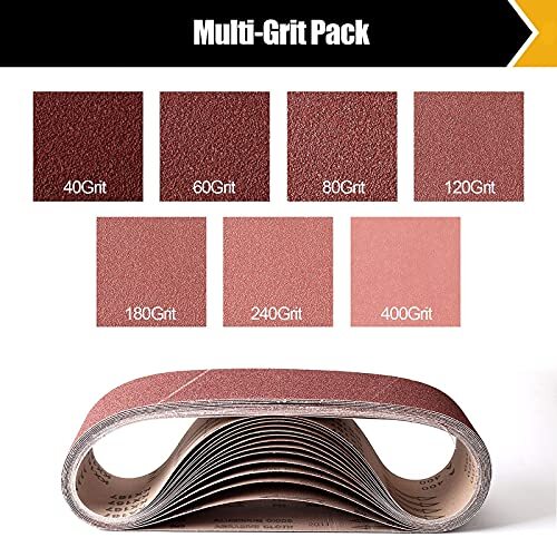 Boshcraft 3 x 21 Inch Sanding Belts, 21 Pack Belt Sander Paper