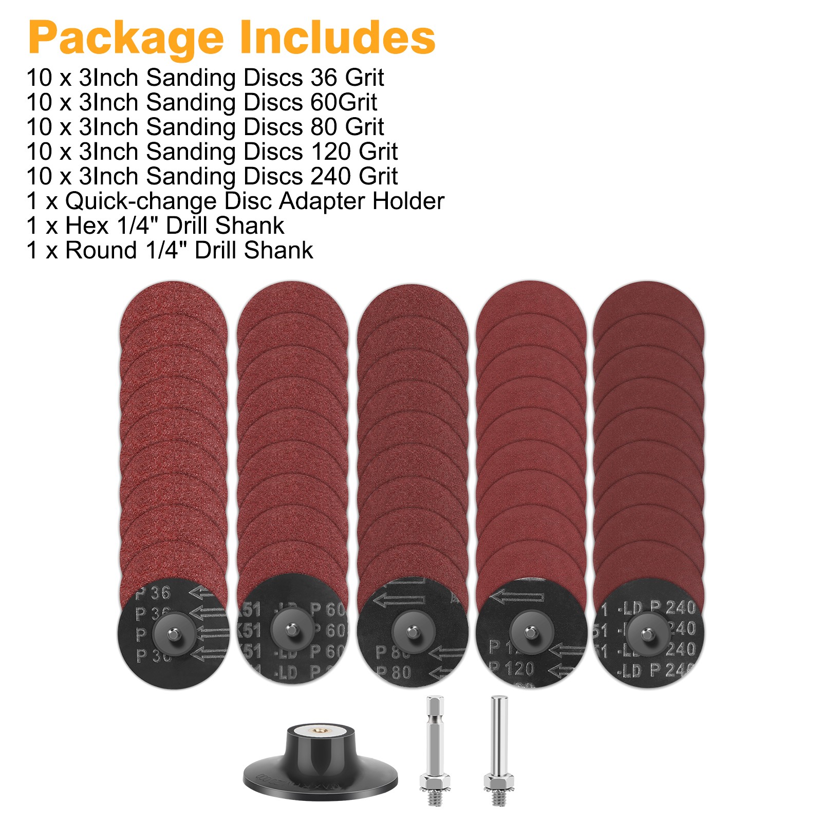 53X 3″ 36 60 80 120 240Grit Zirconia Roll Lock Sanding Grinding Disc Die Grinder