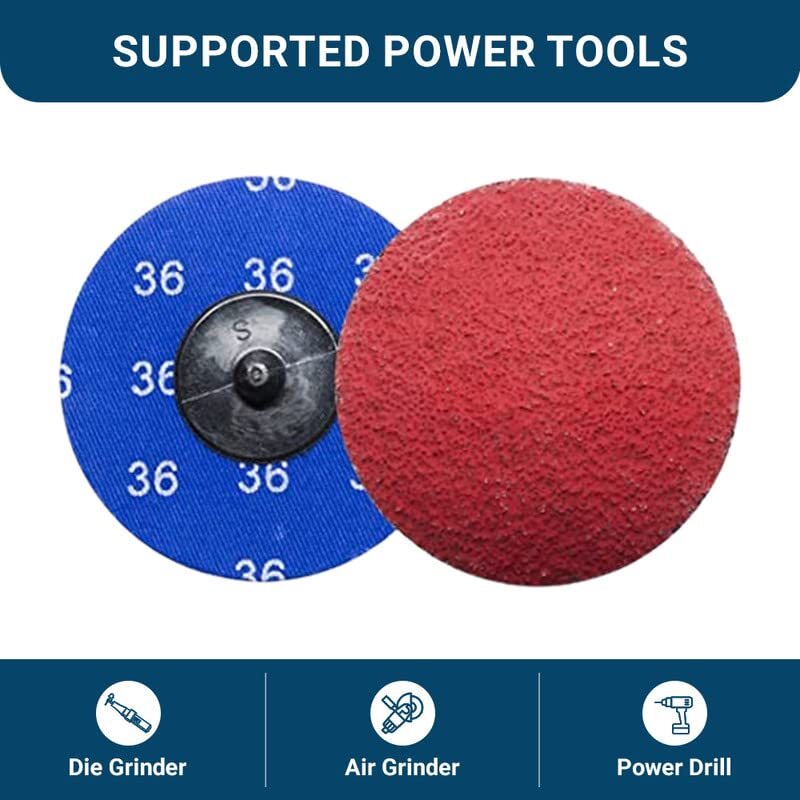 25PCS 60Grit 2 Inch/50MM Quick Change Sanding Disc R-Type Ceramic Grains
