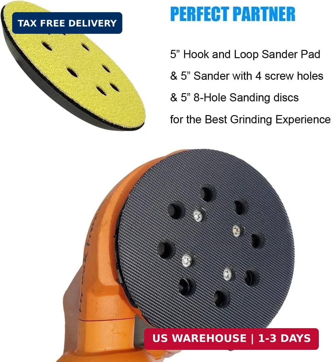 2 Pack 5 Inch 8 Hole Hook and Loop Sander Pad for Ridgid R2600, R2601 5″ Random.