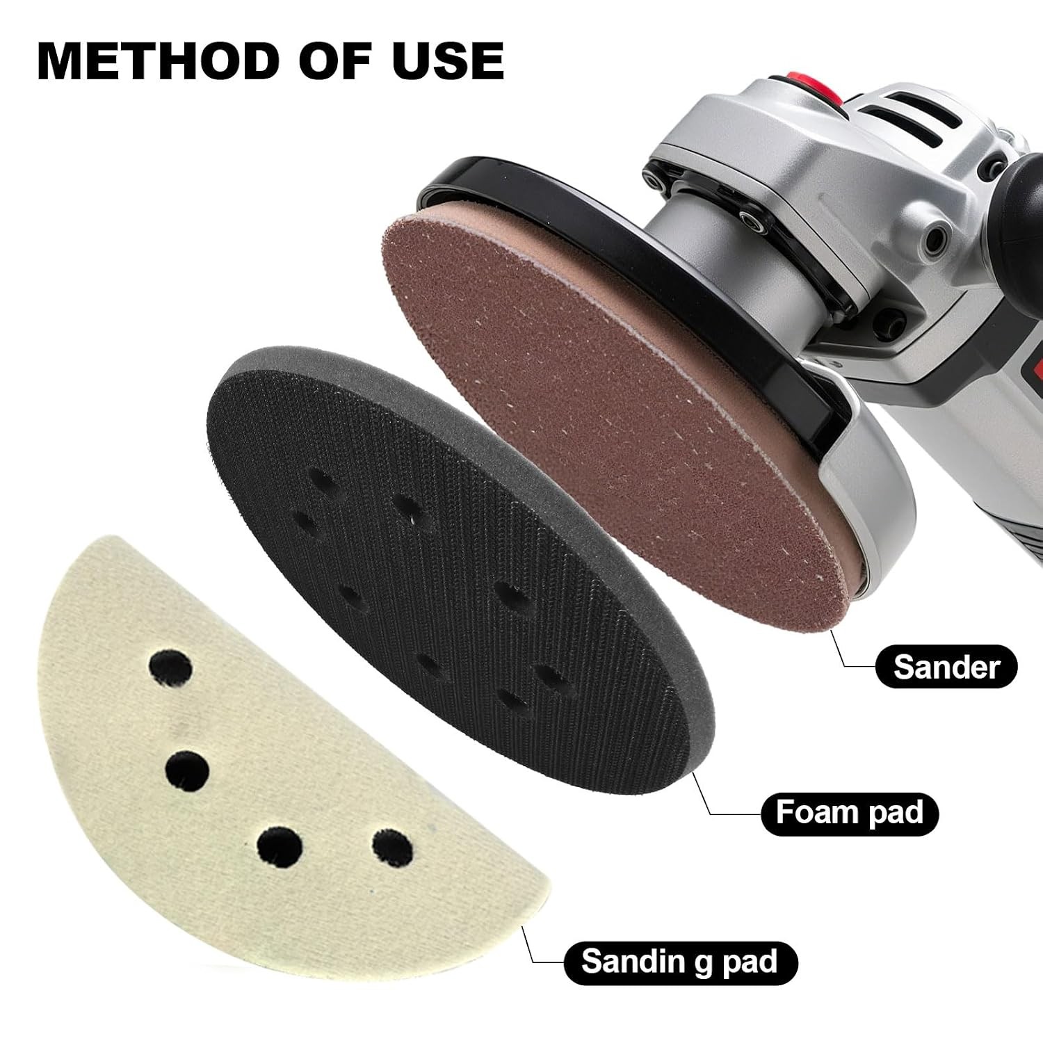 4Pack 5 Inch 8 Holes Orbital Sander Foam Pad,Hook and Loop Foam Sanding Pads,Spo
