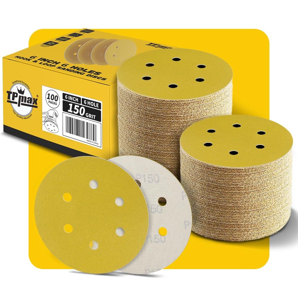 100PCS 6″ 150 Grit 150mm 6 Hole Sanding Discs Orbital Sander NEW SEALED