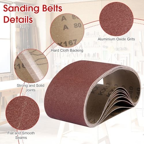 8 Pcs 3×21 Belt Sander Paper 80 120 150 240 Grit Aluminum Oxide for Woodworking