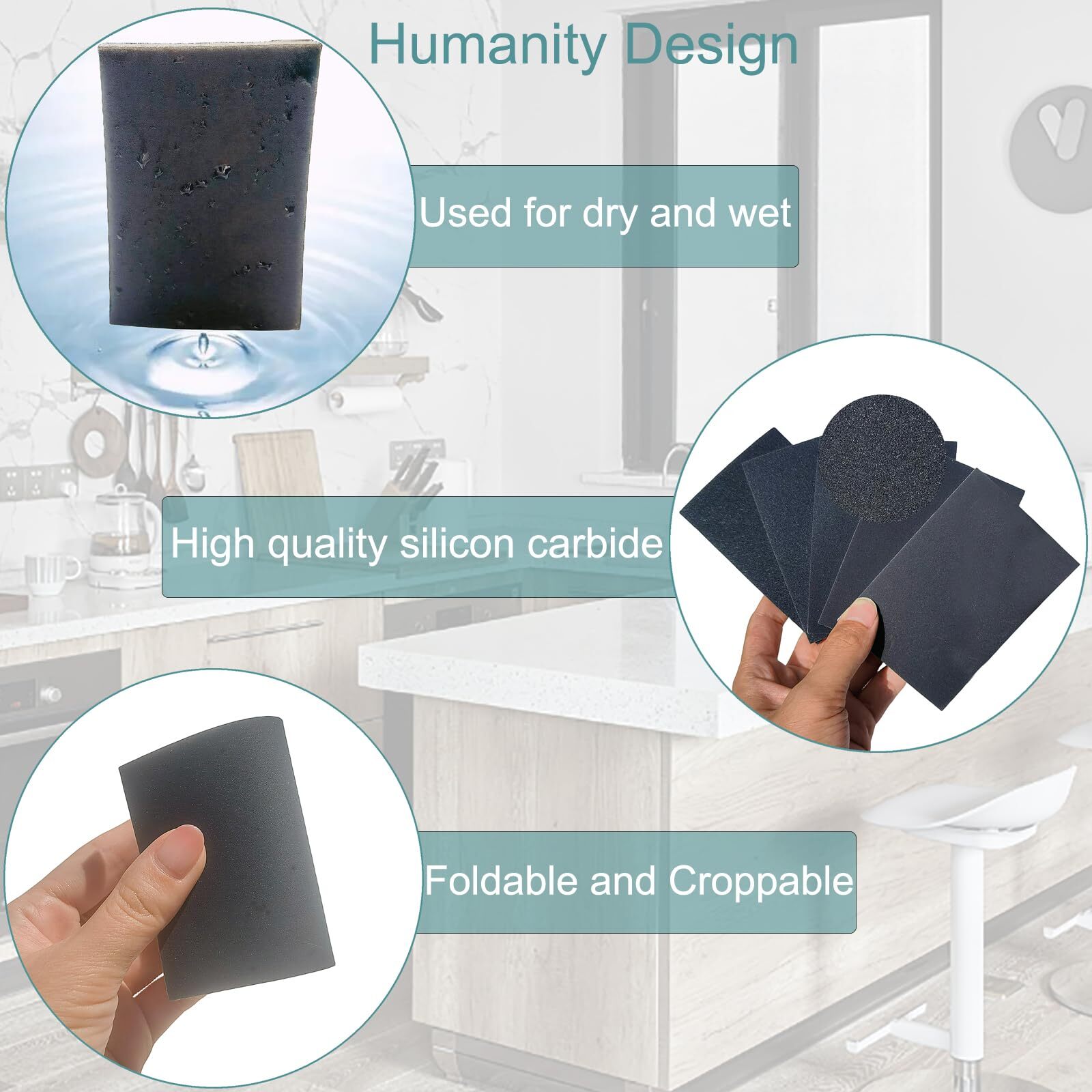 20Pc 3×4″ 400-3000 Grit Sanding Sponge Ultra Fine Foam Hand Sander Wet Dry Block