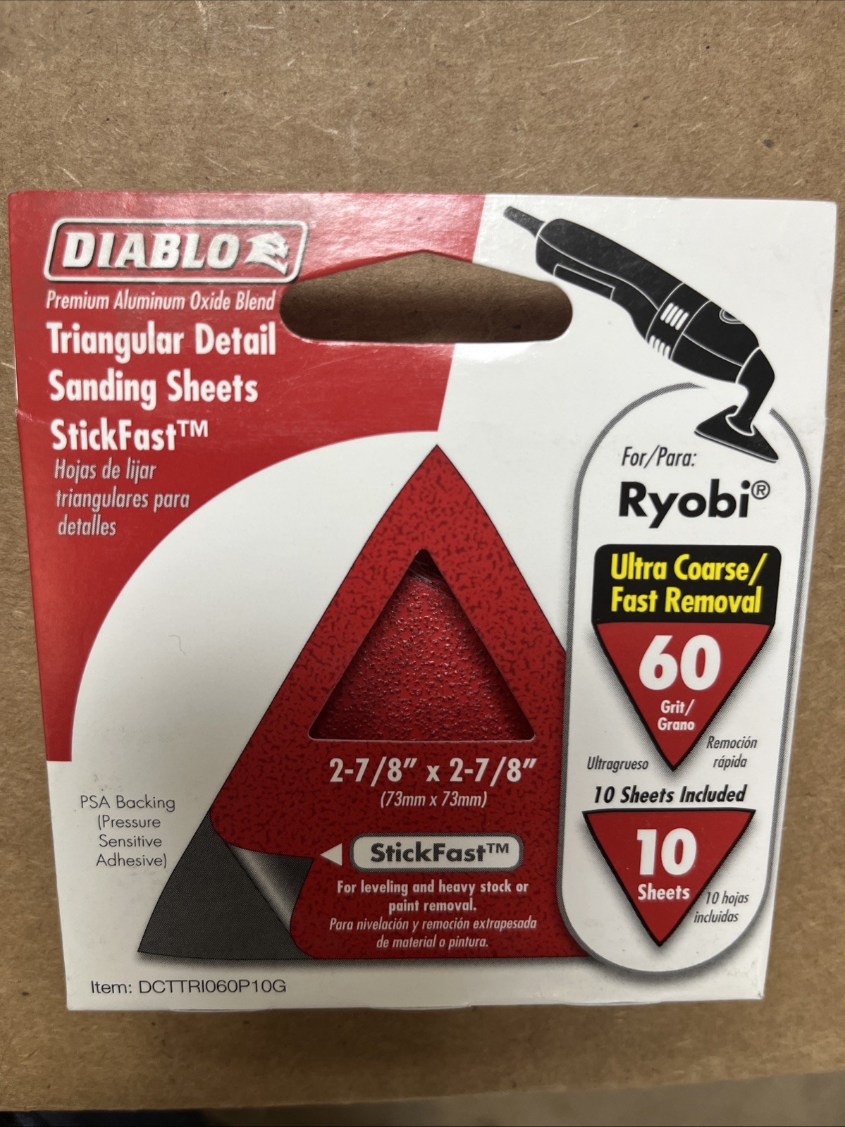 DIABLO 2-7/8in.x2-7/8in. 60-Grit StickFast Triangular Detail Sanding Sheets(5BOX