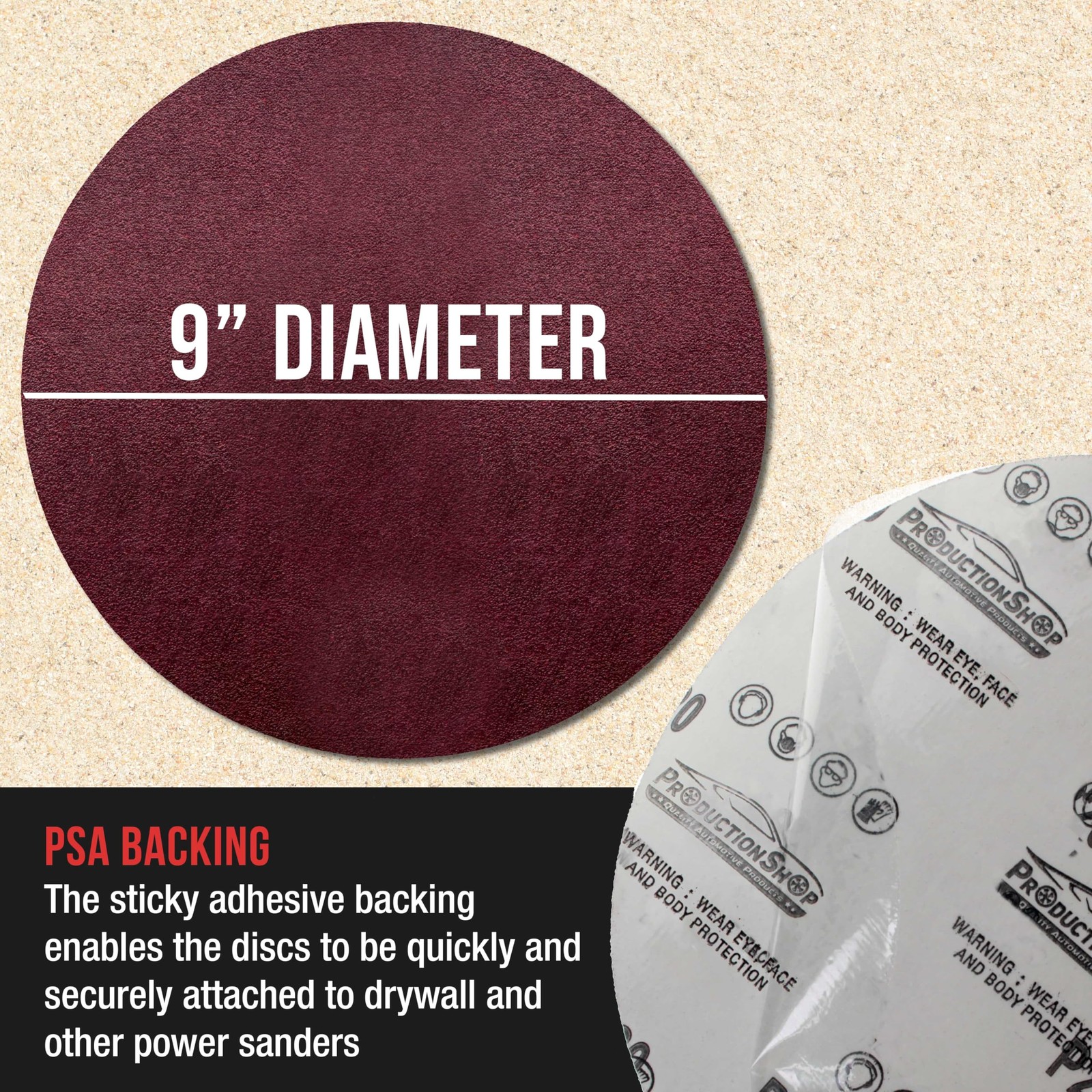 9in PSA Sanding Discs 30 Pack 60-220 Grit Sticky Back Sandpaper Variety