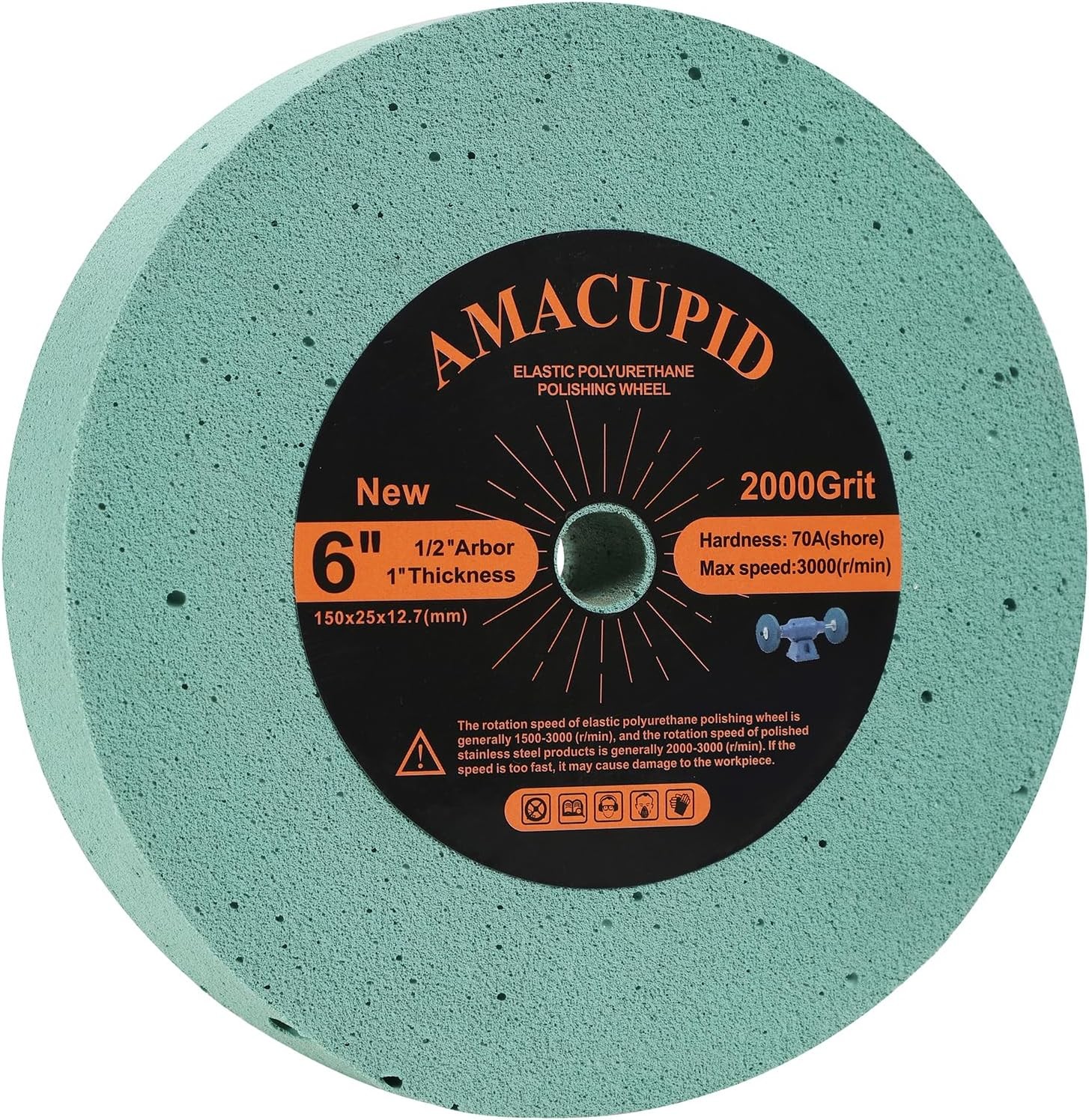 Elastic Polyurethane Buffing Wheels 6 Inch 2000 Grit. for Mirror Polished
