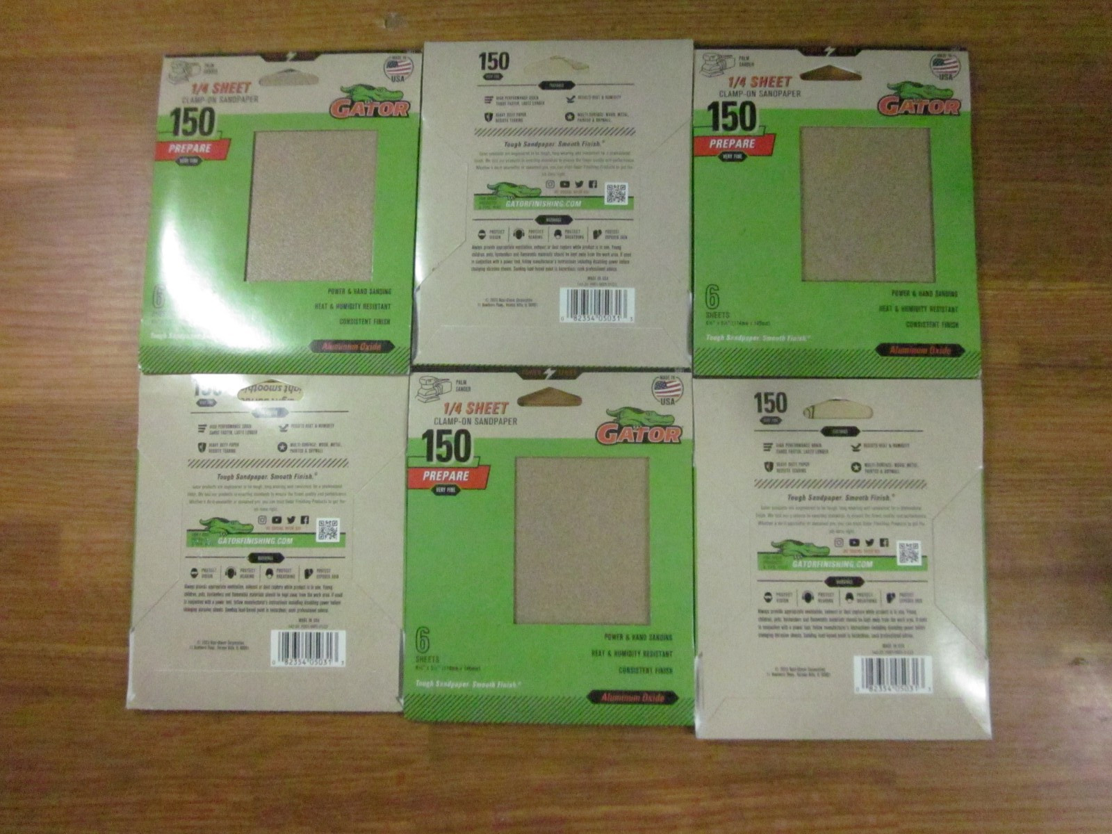 8 Pack Of 6 ALI INDUSTRIES 5031-150 Grit Sandpaper sheets, 4.5” x 5.5” 36 Total