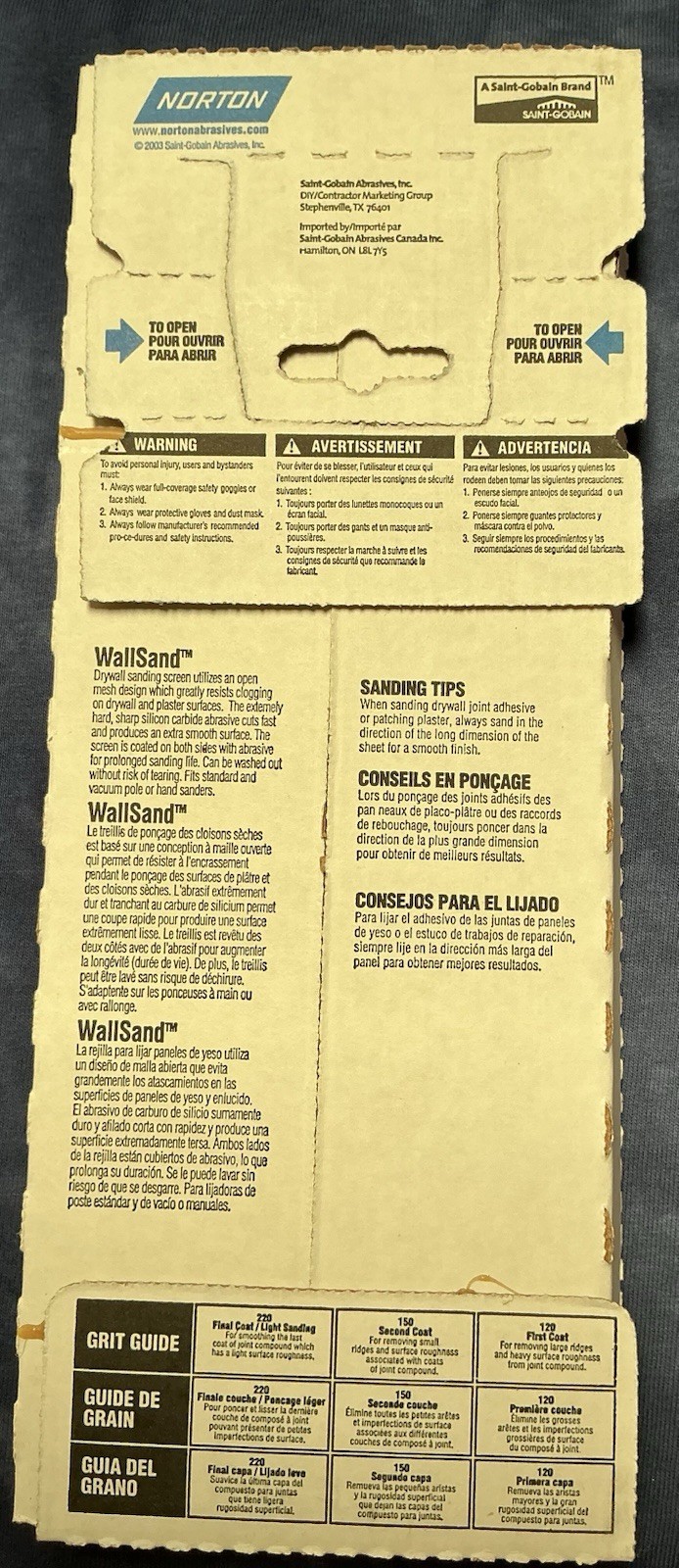 Norton 04749 Sanding Screen 120 Grit 10 Pack 4 3/16 x 11 1/4 in Drywall