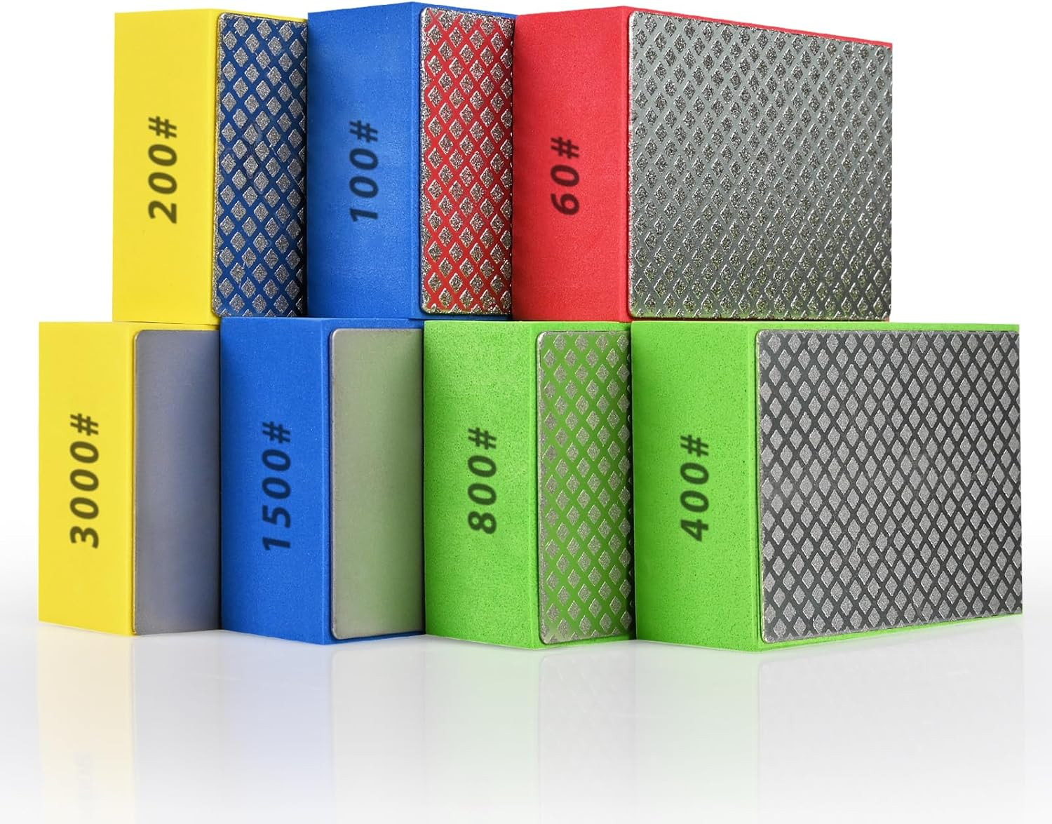 7Pcs Diamond Hand Polishing Pads for Ceramic Tile Glass Grinding,Sanding Blocks
