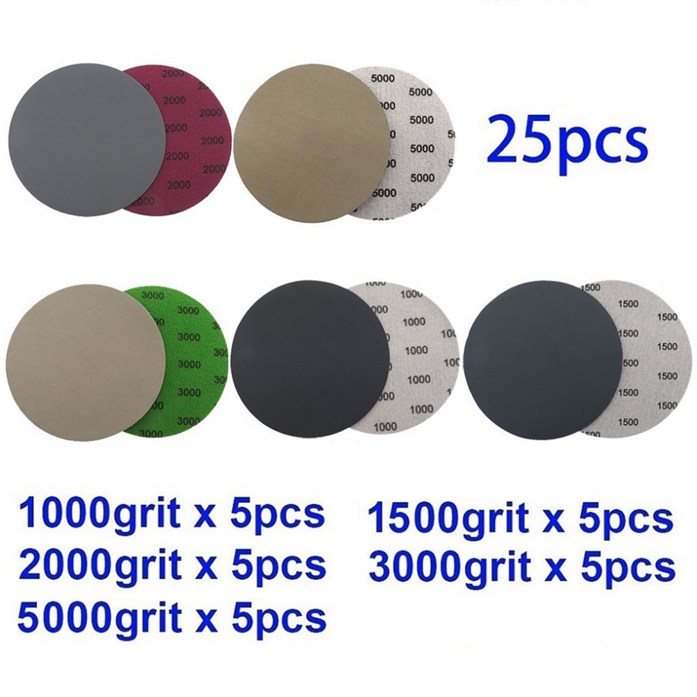 Waterproof Sandpaper Wet Dry 1000 1500 2000 3000 5000 Grit 125mm 25pcs