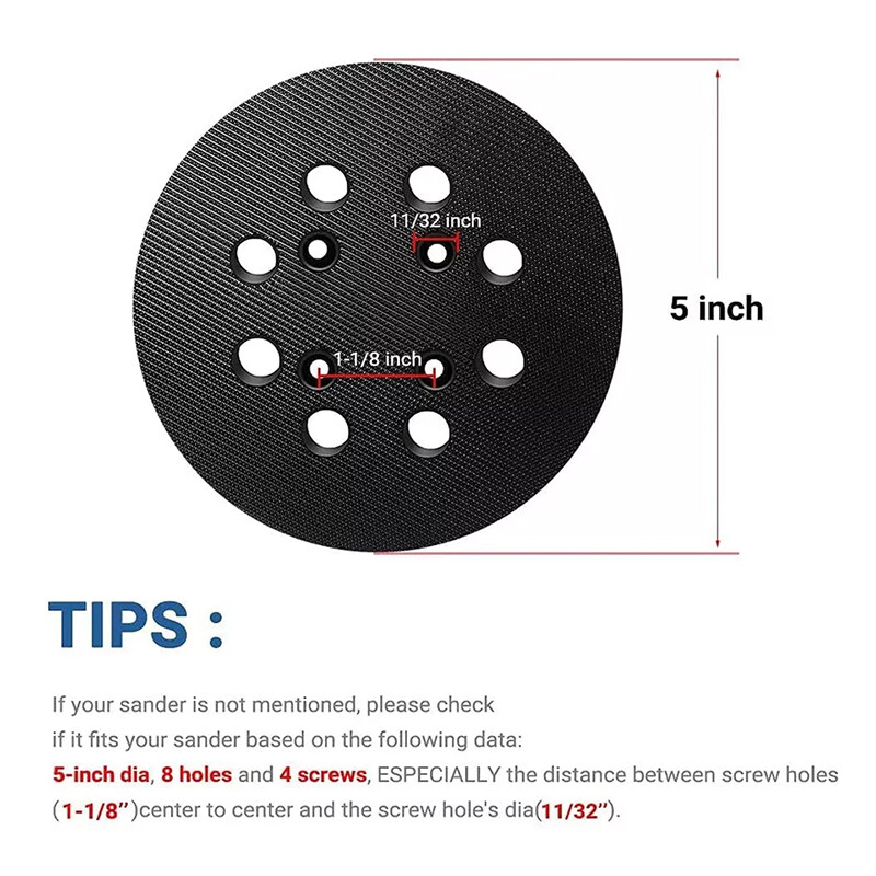 5″ 8 Hole Hook&Loop Sanding Sander Pad for Ryobi RS290 RS240 RS280 RS241 RS280VS