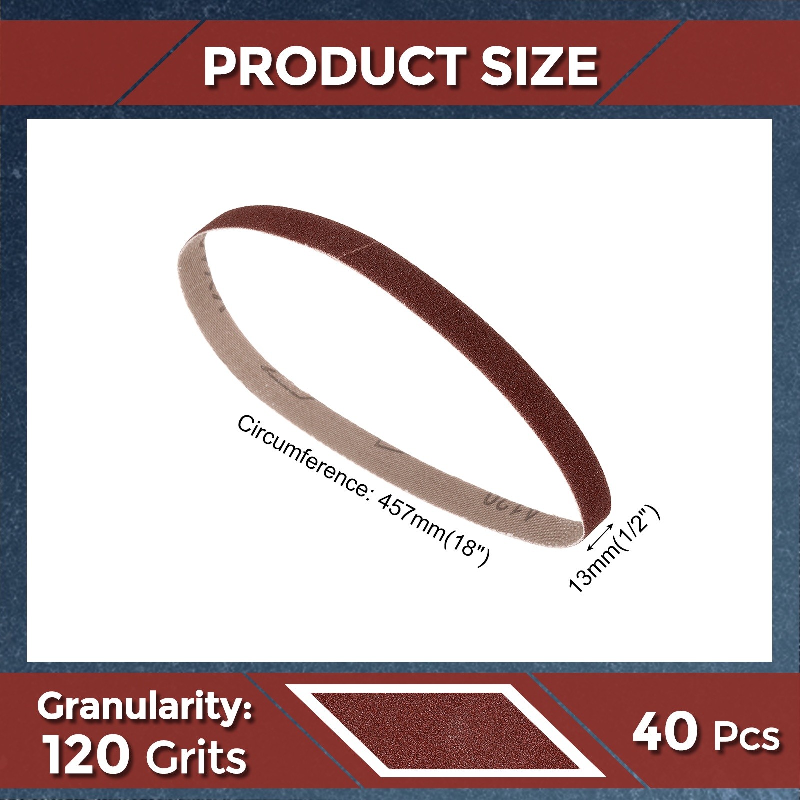 40 Pcs Sanding Belts 1/2 x 18 Inch 120 Grit Aluminum Oxide Abrasive Sandpaper