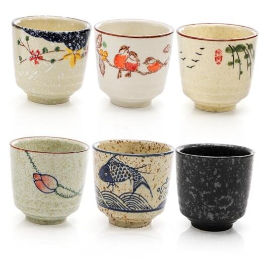 6 Oz Ceramic Coffee Cups – Japanese Tea & Coffee Cups – Good Heat Retention