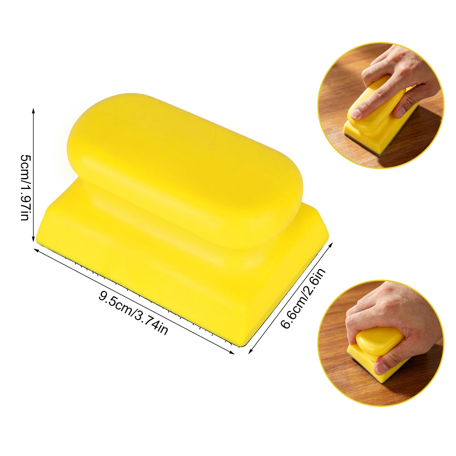 Hook and Loop Hand Sanding Block, 9.5×6.6cm/3.74×2.6in Manual Sanding Pad San…