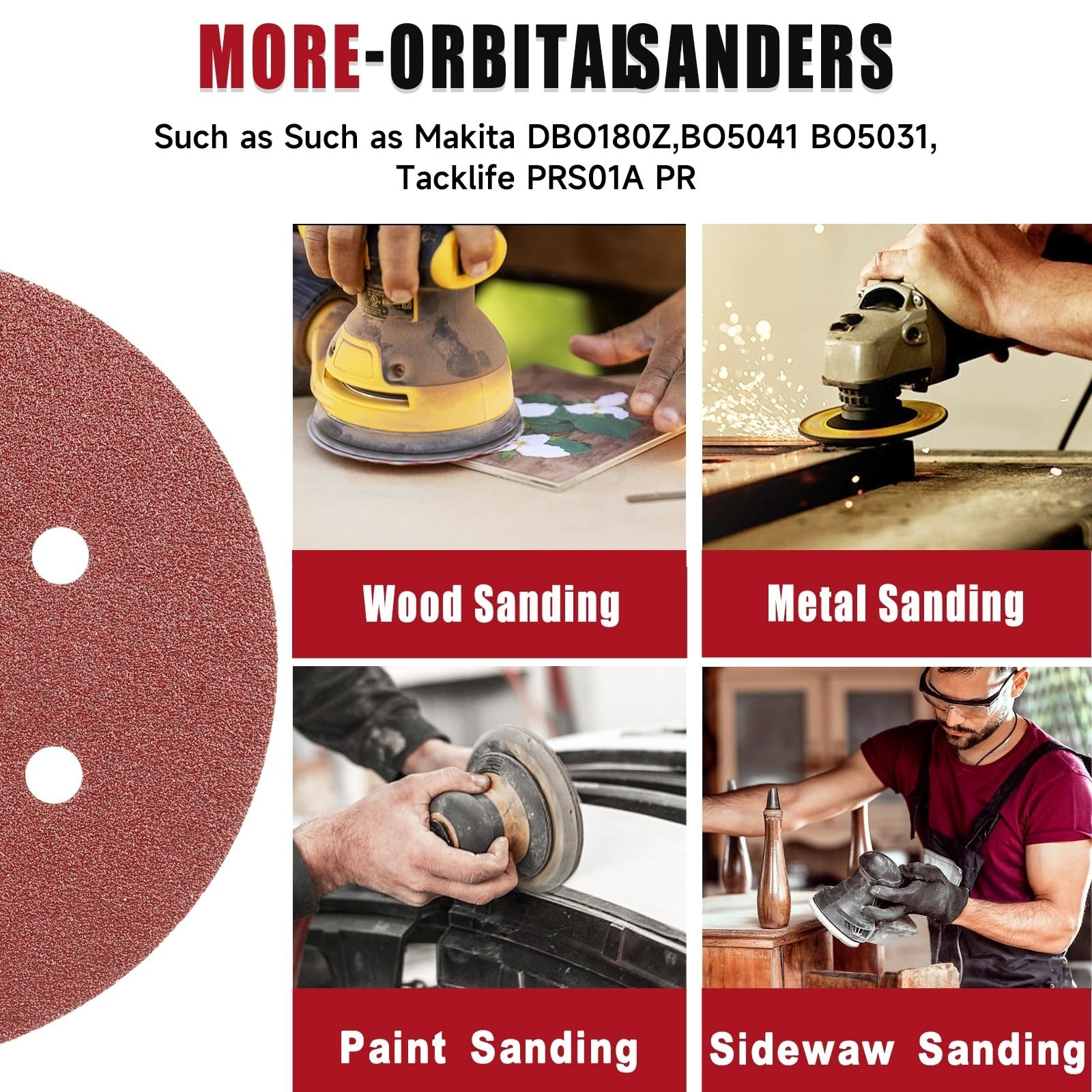 100PCS 6 Inch Sanding Discs 80 Grit for Orbital Sander – Hook and Loop