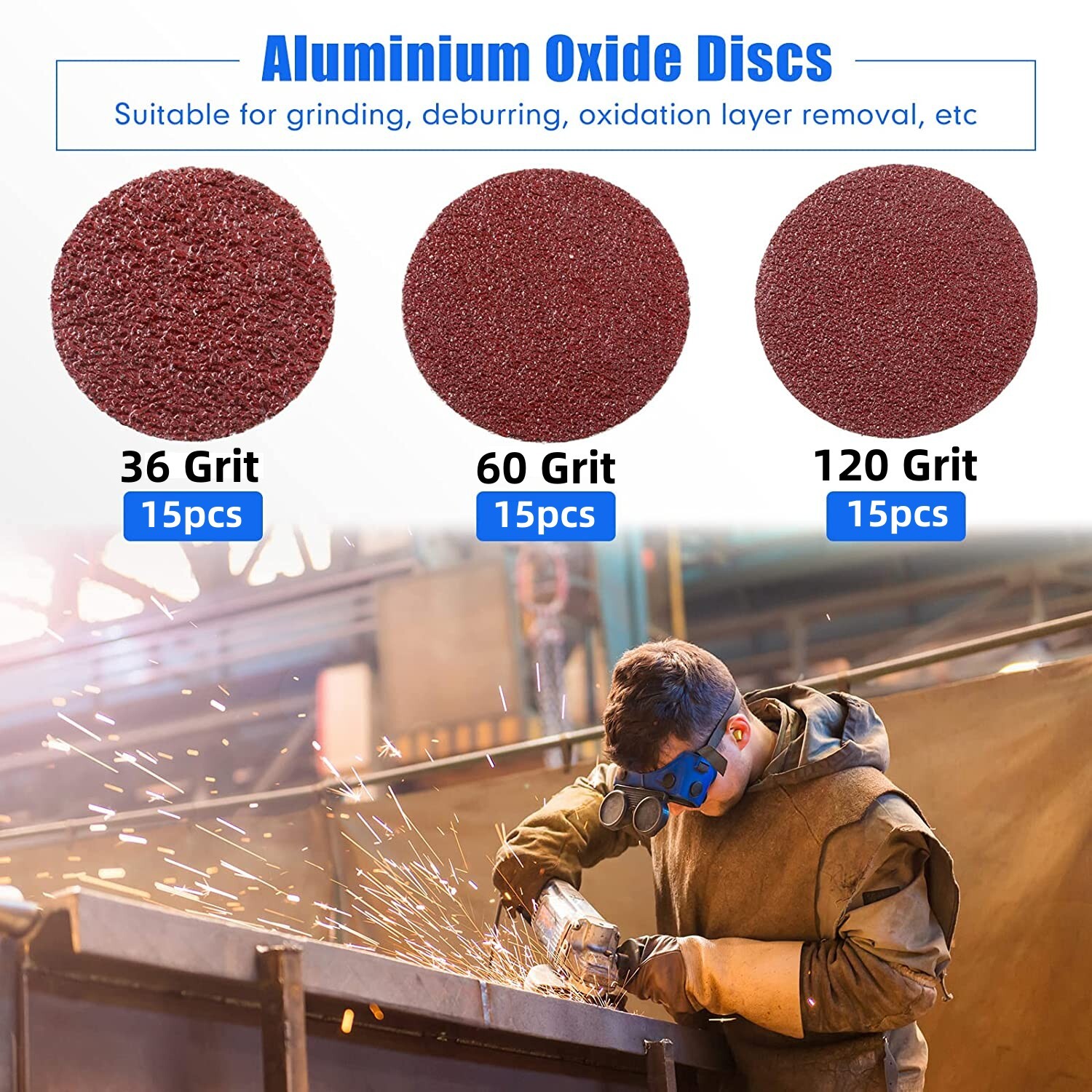 46PCS 2″ Aluminum Oxide Roll Lock Die Grinder Sanding Discs Set 36 60 120 Grit