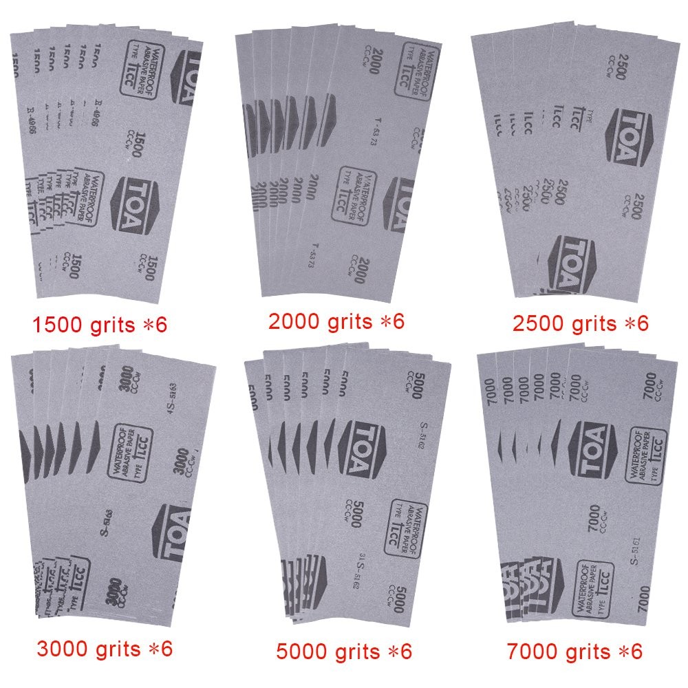 18 or 36 Sandpaper 1500 2000 2500 3000 5000 7000 High Grit Wet and Dry Sandpape