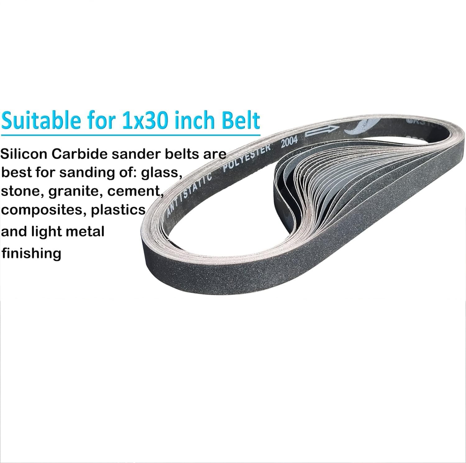 12 PCS 1×42 Inch Silicon Carbide Sanding Belts Assortment 1201000 Grits New